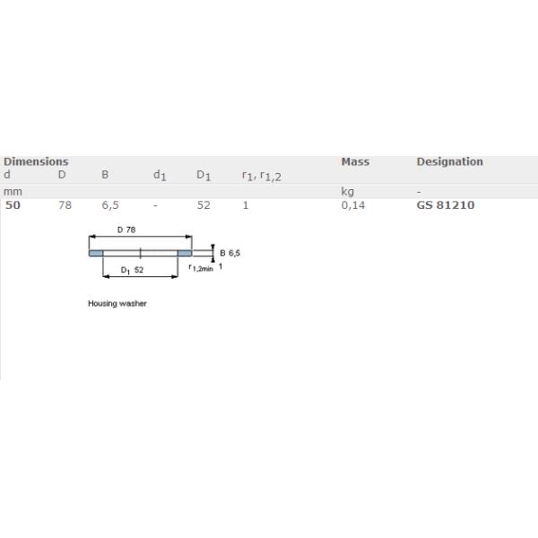 INA GS81210 Thrust Roller Bearing Housing Washer 52mm x 78mm x 22 mm