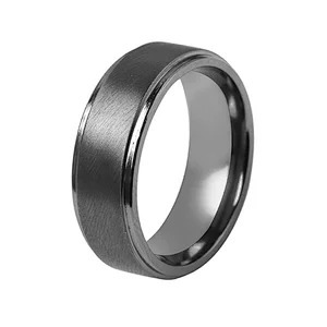 Custom Tantalum band ring Brushing Black Plated Tantalum Ring Men's Wedding Band Comfort Fit