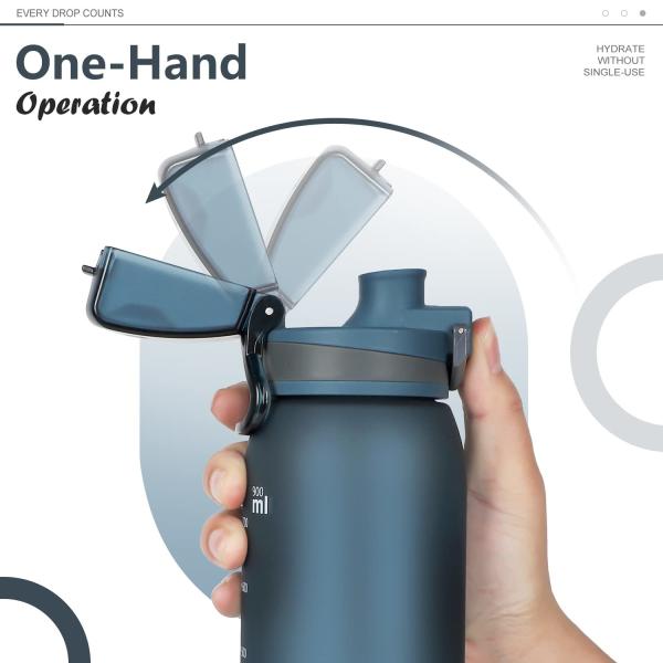 Opard 30oz Tritan Reusable Plastic Sports Water Bottle With Leak Proof Flip Top Lid BPA Free