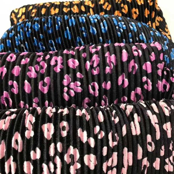 Medium Weight 150cm Polyester Pleated Crepe Fabric Leopard Printed Fabric