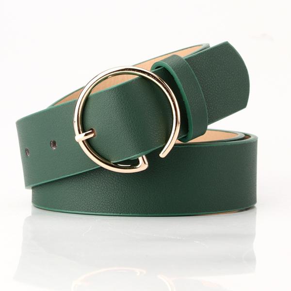 Female Strap Pu Leather Belts 104cm Round Buckle Belt