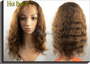 China Curly Glueless Front Lace Wigs Human Hair Brown 12 - 28 Grade 5A on sale