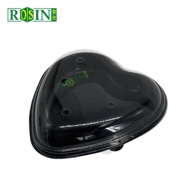 Customized PET Disposable Fruit Container Heart Shaped With Black Base And Transparent Lid
