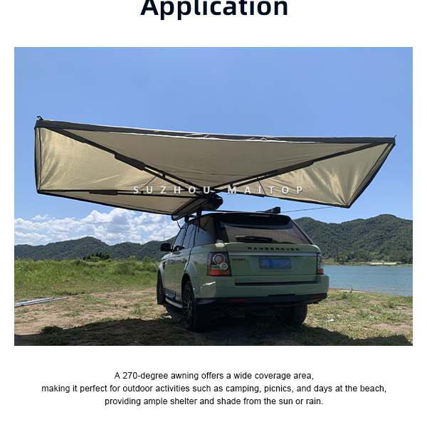 Detailed view of awning tent frame and mounting