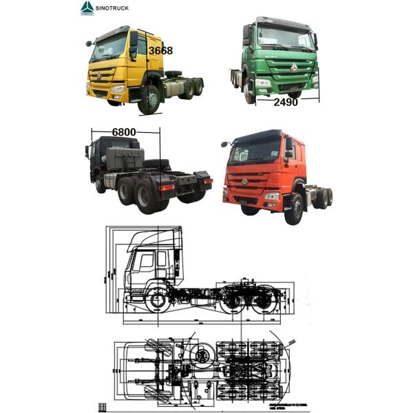 12.00R20 Tire 300-400L Fuel Tank Capacity 371HP 6X4 Tractor Head HOWO Used