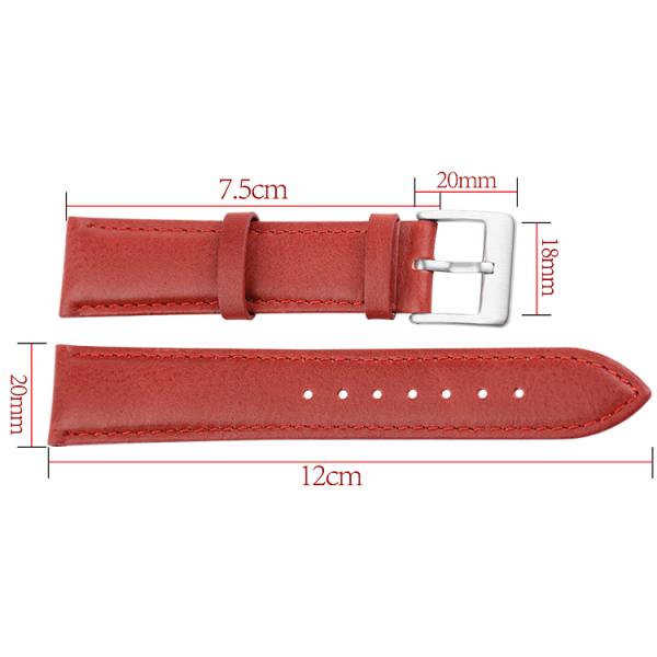 Rufous Color Leather Watch Strap Bands PVD Plating Stainless Steel Buckle
