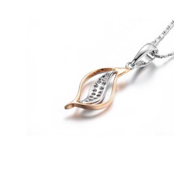 White Rose Gold Two Tone Classic Pendant Necklace for Women Gift (GDN009)