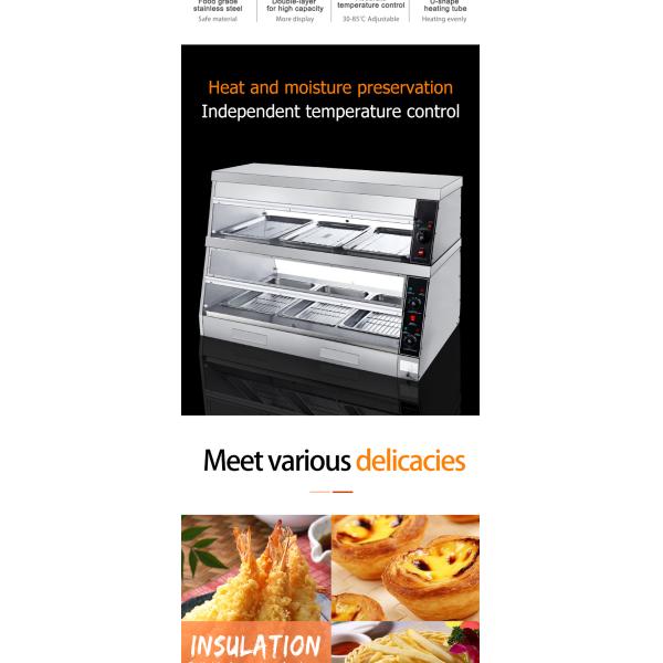 Commercial Kitchen Fried Chicken Food Display Warmer 1220*760*850mm Hot Food Showcase