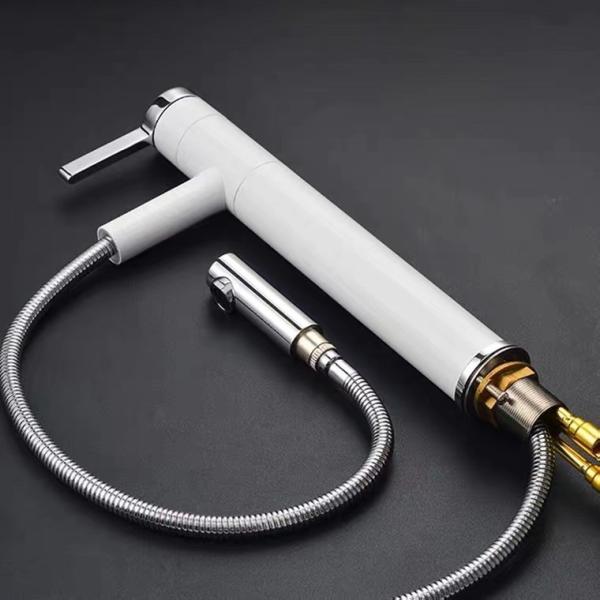 White Silver Plated Flexible Kitchen Faucet Brass Basin Mixer Taps