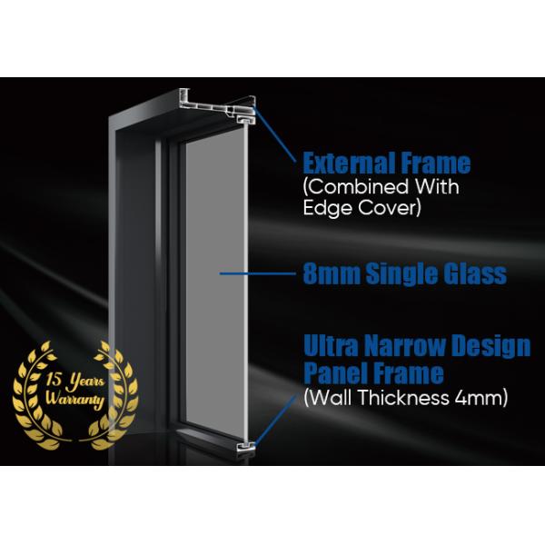 Ultra Slim Frame Interior Aluminium Swing Toilet Door Single Glass Waterproof