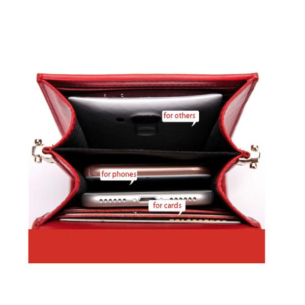 2019 new fashion Korean version of versatile vertical slant body mini bag PU leather chain mobile phone bag