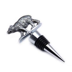 China Die casting zinc alloy 3D animal wild bear wine accessories chrome plated wine bottle stopper wedding favor logo engrave on sale