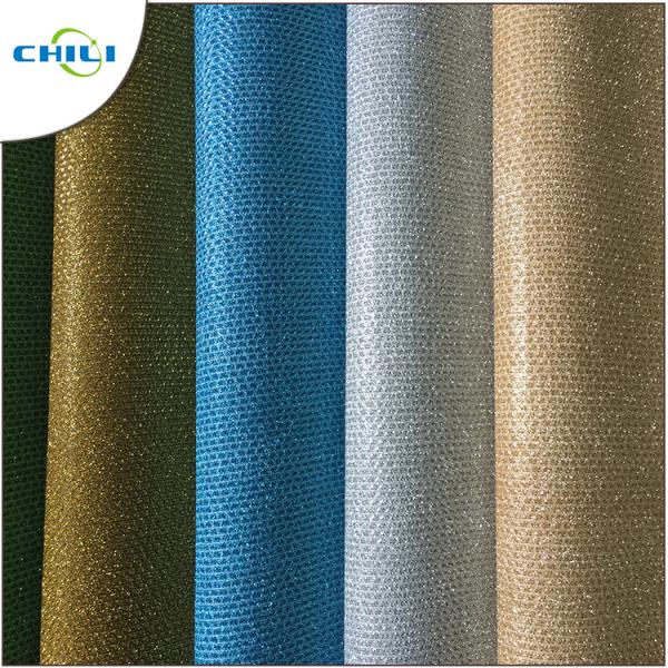 Genuine Glitter Leather Fabric , Glitter Cotton Fabric For Handbags 1mm Thick