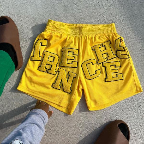 Chenille Embroidery Logo Mens Streetwear Shorts Breathable 5 Inch Shorts Streetwear