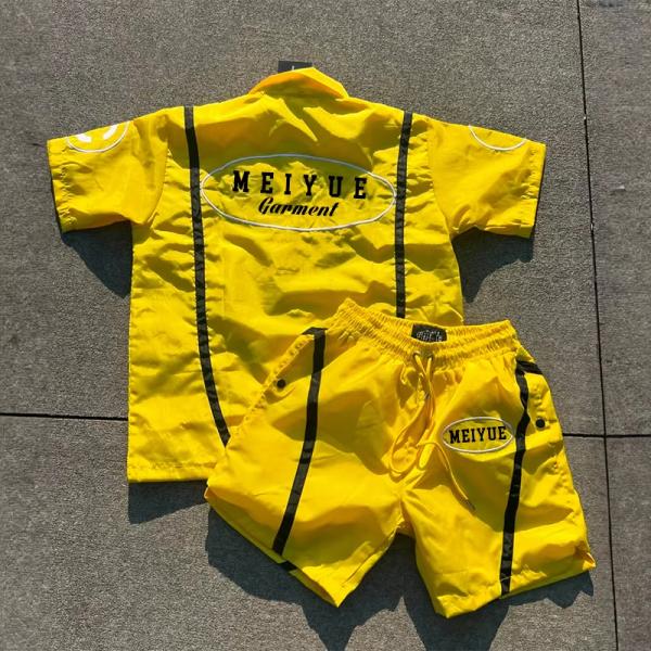 Custom Windbreaker Buttons Polyester Nylon Polo Shirt 2 Piece Set Shorts Jogging Suit Men T Shirts Short Set Tracksuit for Men