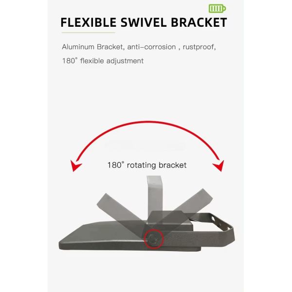 Eco-friendly Solar Flood Light with 12 Hours Lighting Three Control Modes and 180 Degree Rotatable Bracket
