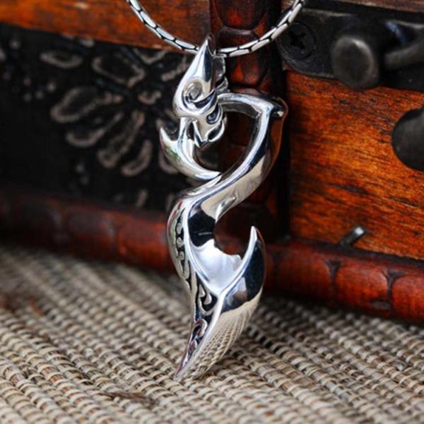 Men's Sterling Silver Dragon Pendant Necklace with Thai Vintage Style Jewelry(N020987W)