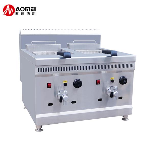 Double Tank Commercial Gas Fryer With Temperature Control Lpg Gas Deep Fryer 18L 18L