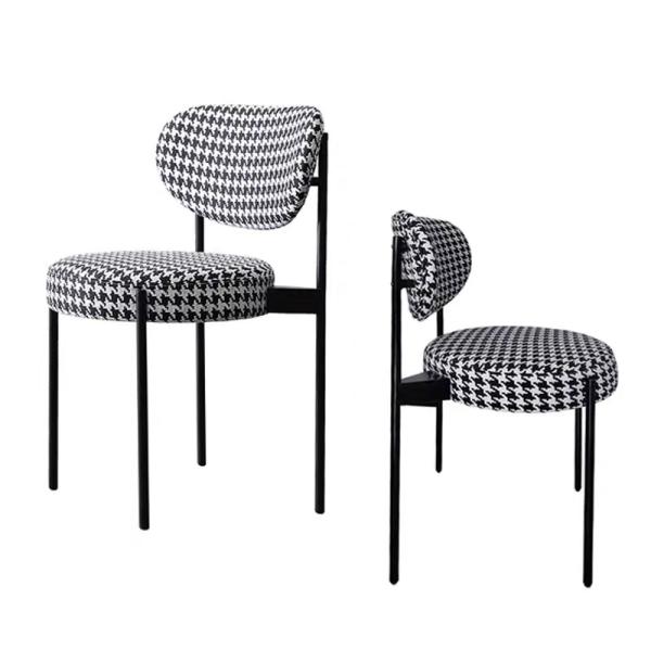 Steel Black Metal Frame Dining Chairs Velvet Cuhsion Cafeteria 37x40x80cm