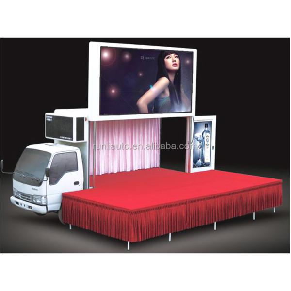 With Stage Mobile Led Taxi Advertising Screen Trailer Truck for Sale