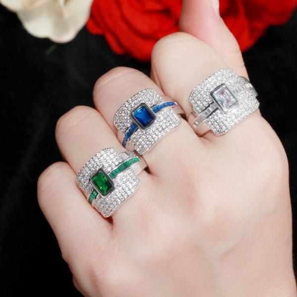 Elegant square Shaped CZ Rings Women Ring for Wedding Ring Wedding Sweet Design Jewelry Valentine's Day Love Ring