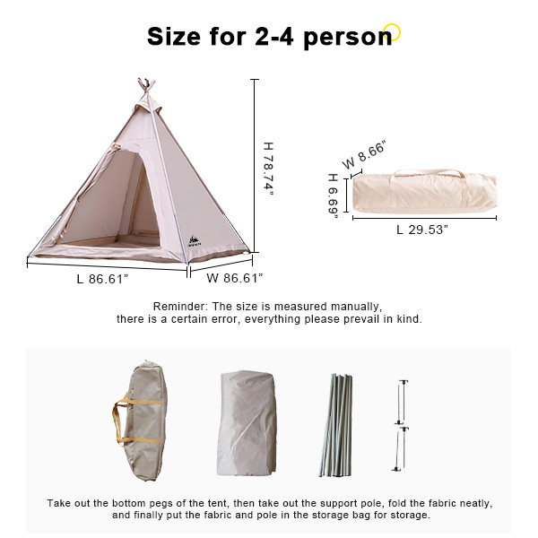 Spacious Teepee Style Camping Outdoor Tents Camping Picnic Tents With Double Doors