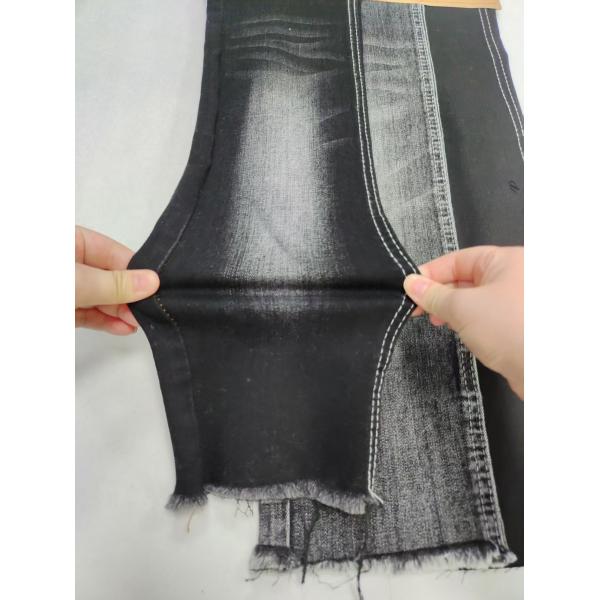 9.6oz BLACK/BLACK Yarn Cross Slub 75%Cotton High Stretch Denim Fabric With 10+10/16*55 Construction For Jeans