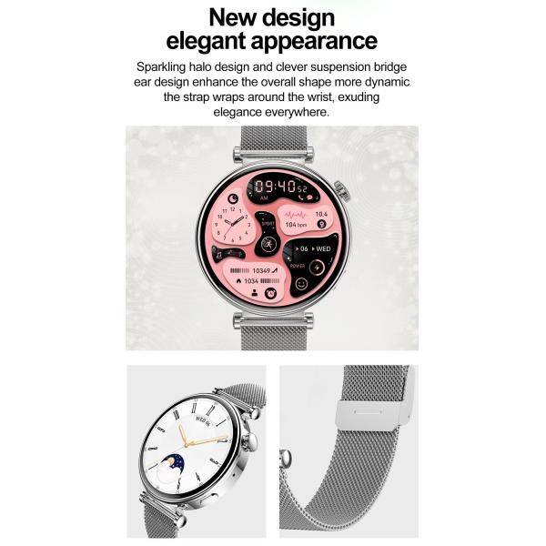 HK41 Women's Sport Smart watch 1.32inch AMOLED BT Connectivity Fitness Bracelet