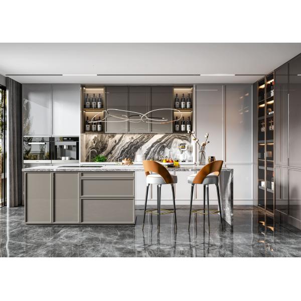 Modern kitchen cabinet with brass hardware details