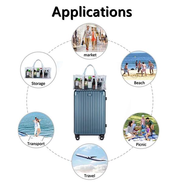 Tote Bag for Women Clear Gym Bag PVC Beach Bag Sports Duffel Bag with Durable Metal Zipper (One Clear Bag)