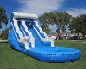 China Customized Size 0.55mm Summer Commercial Inflatable Slide With Pool on sale