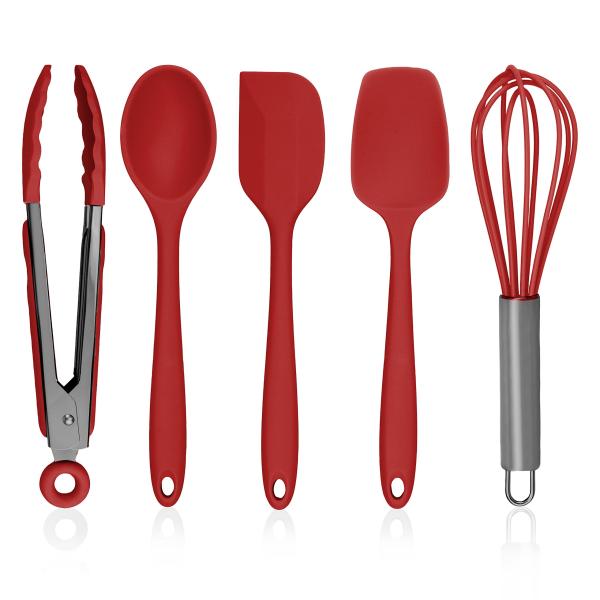 Silicone Baking Utensils Set 5Pcs Silicone Spatula Set Non-Stick Durable Silicone Cookware Cooking Kitchen Tools Set