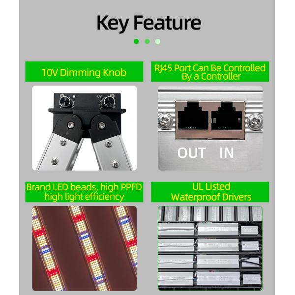 Full Spectrum UV LED Grow Light 12 Bar 1300W Foldable For Indoor Vertical Farming