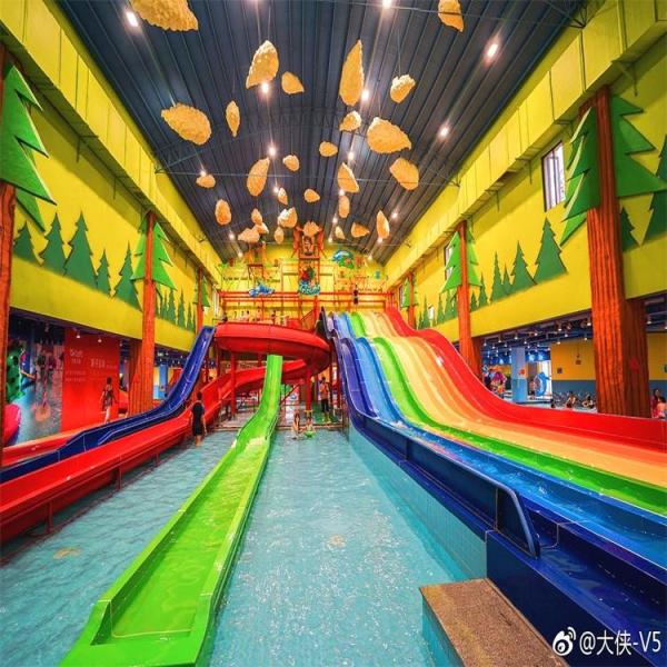 15M Adult Rainbow Fibreglass Water Slide Outdoor Water Playground