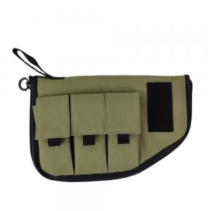 China Nylon Pistol Gun Bag With 3 Mag Pocket- Army Green on sale