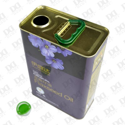 DADI 3L Matte Finish Tin Can Sunflower Oil Food Oil Can Import Spout Lid Carry Handle Food Industrial Features UV Embossing