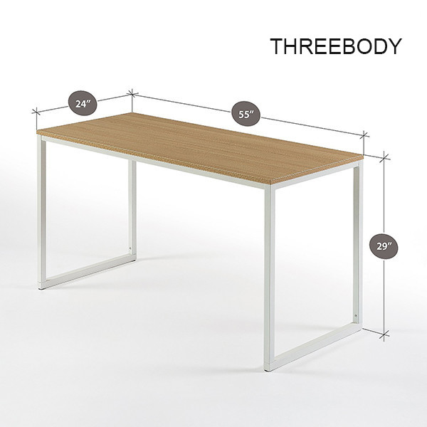 White Modern Office Furniture Desk , Rectangular Modern Wood Desk Sturdy Steel Frame