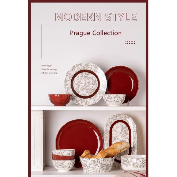 2024 Ceramic Plate Gift Porcelain Red Charger Plates For Beautiful Crockery Presents