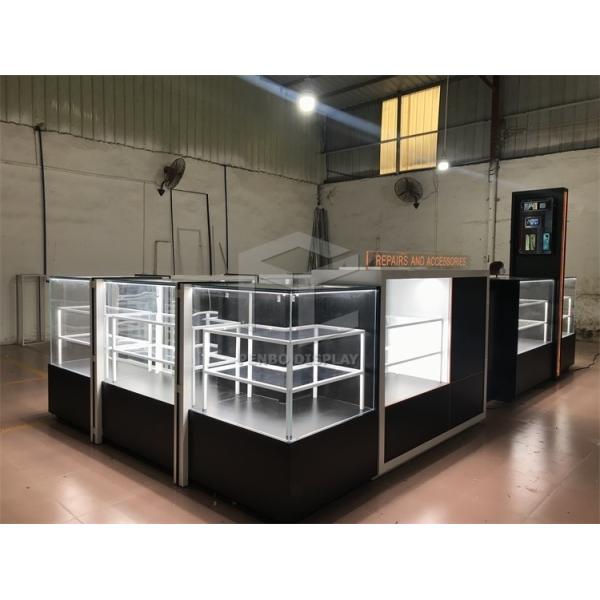 OEM Glass Mobile Phone Display Showcase 3mm Thick Stainless Steel