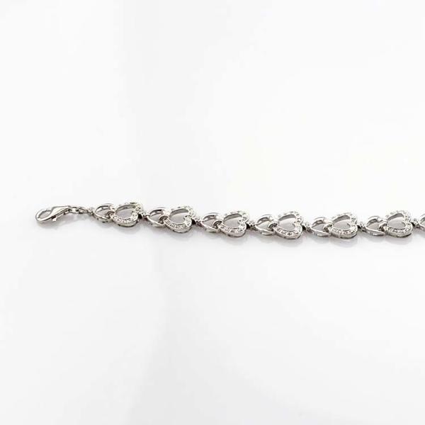Sterling Silver Pave Clear CZ Diamonds Heart Tennis Bracelet (B03)