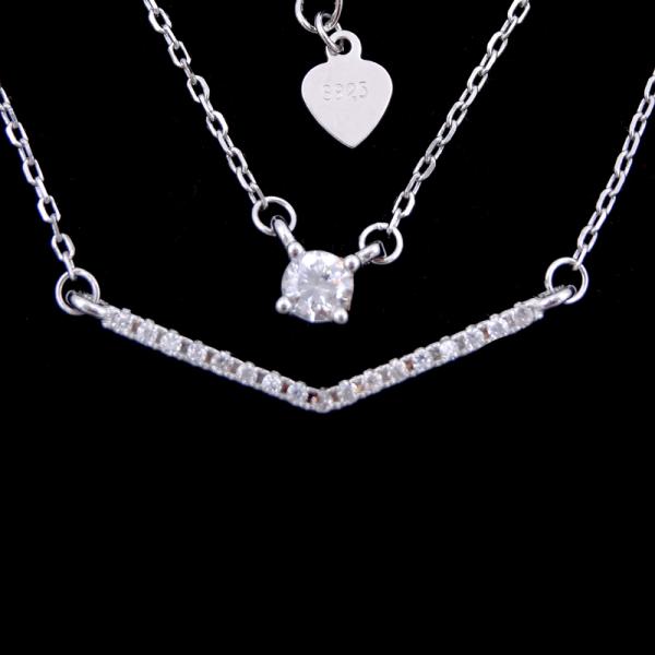 Hexagon Shape Pearl Necklace Jewelry Plating Rhodium Real 925 Silver