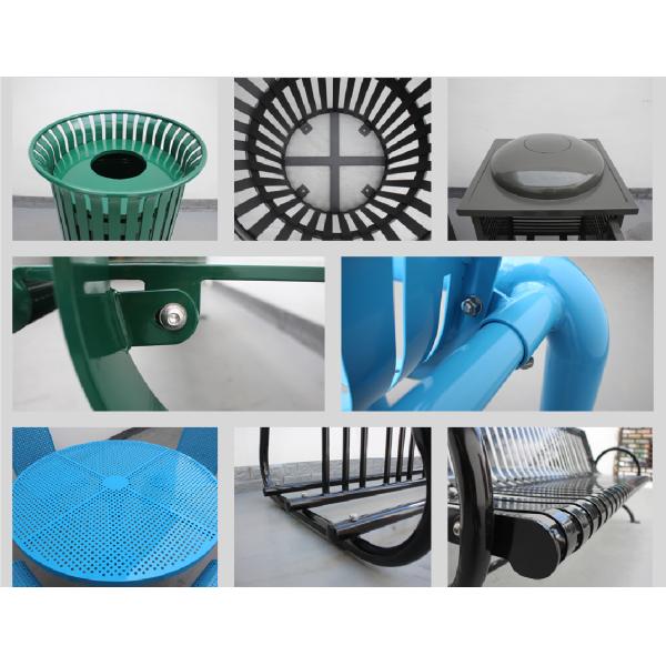 Customized Outdoor Recycled Plastic Benches Surface Mounted With Mild Steel Frame