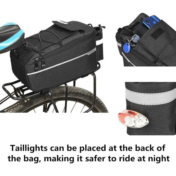 Bike Rear Rack Bag 10L Insulated Bike Trunk Cooler Reflective Bicycle Rear Seat Cargo Bag Water Resistant Bike