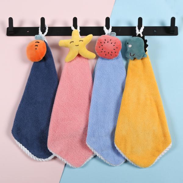 25*25cm Multi Color Coral Velvet Hand Wipes for Soft Absorbent Kitchen Hanging Towel