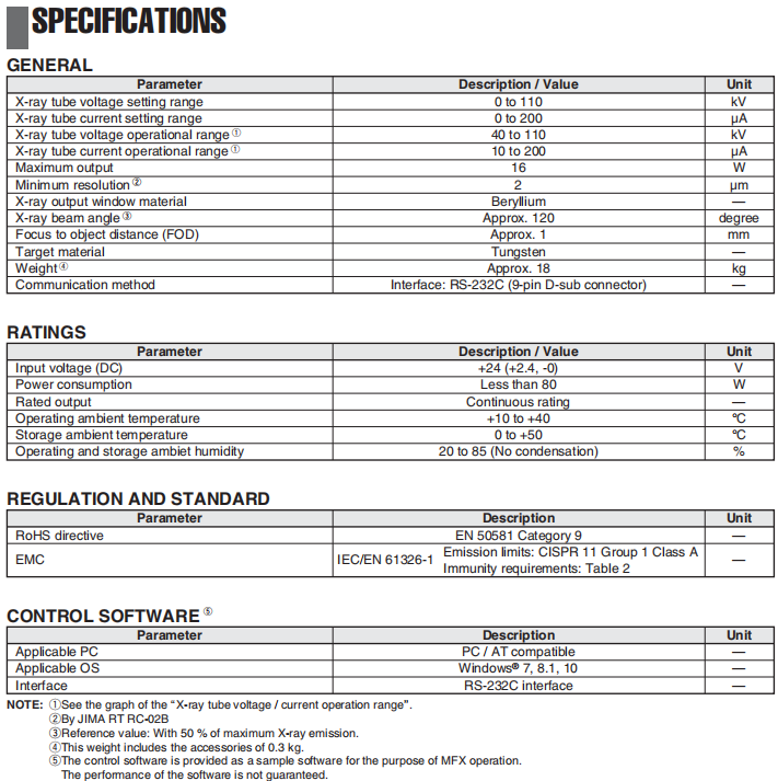 100 Watt Hamamatsu X Ray Tube 2μM Resolution Maintenance Free Design