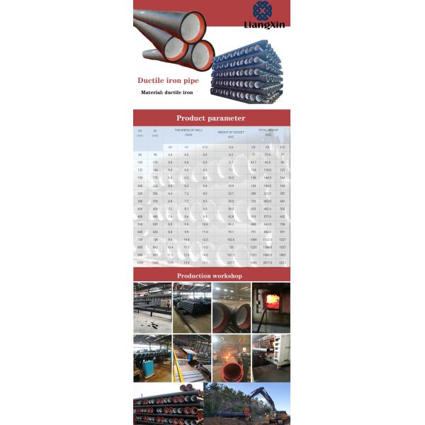 ISO90001 Ductile Iron Pipe 300mm 100mm Round Shape For Water Supply