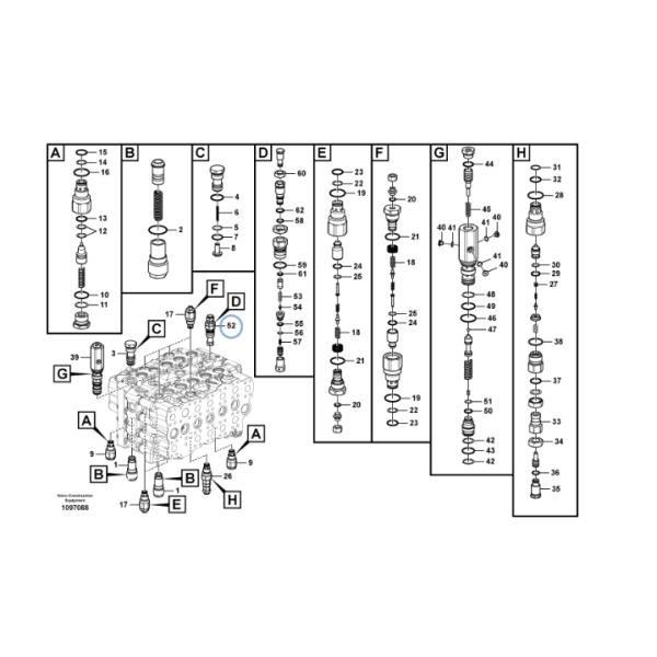 EC460 SK485 Excavator Relief Valve Volvo Digger Parts VOE14597185/LS22V00008F1