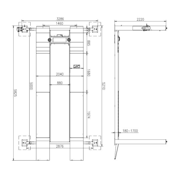 5T Four Post Hydraulic Lift 3286mm Width One Cylinder