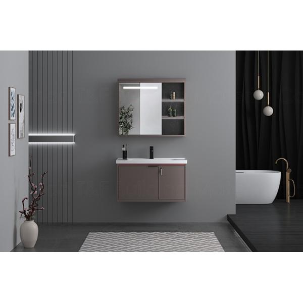 Mirrored Bathroom Vanity Units , Aluminium Single Sink Corner Vanity