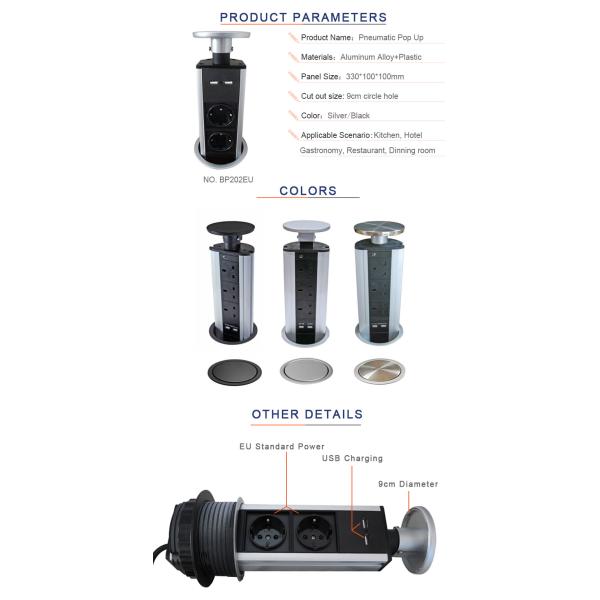 BNT eu european power hidden table kitchen pull out power socket with usb